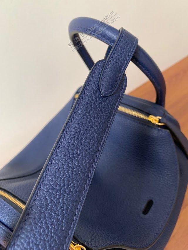 Hermes女包 愛馬仕lindy togo皮 金扣 銀扣 Hermes手提肩背包 寶石藍  am1972